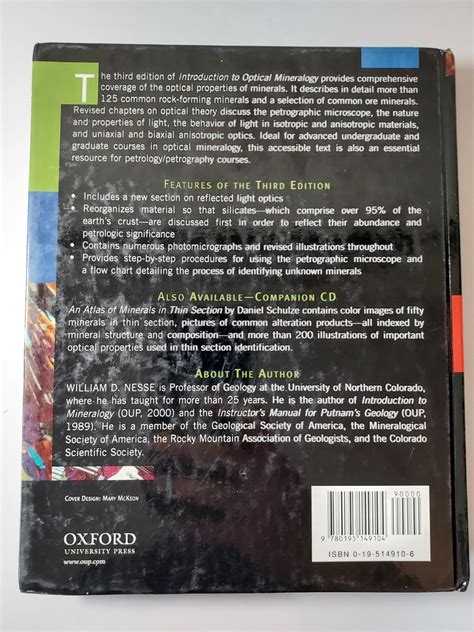 Introduction to Optical Mineralogy by William D. Nesse (2003, Hardcover, Reprint,Revised edition ...
