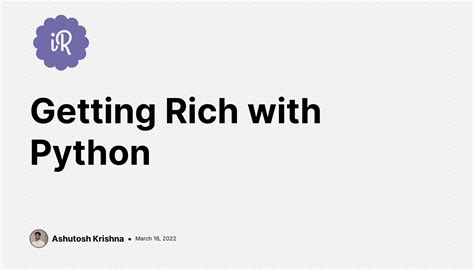 Getting Rich with Python