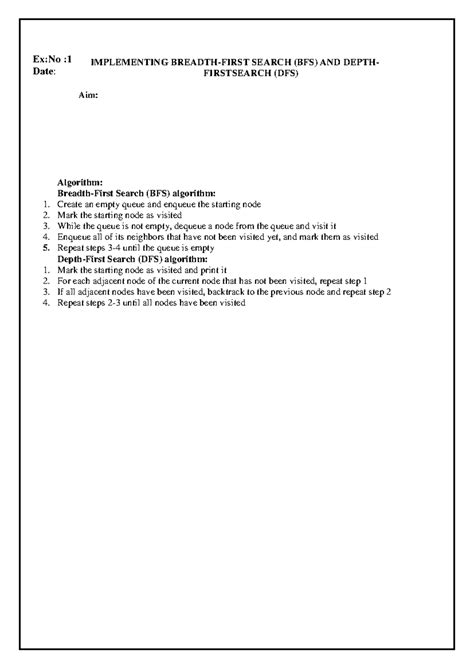 AIML -Record - Ex:No : Date: Aim: IMPLEMENTING BREADTH-FIRST SEARCH ...