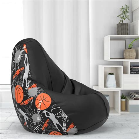 Amazon Brand Solimo Premium Faux Leather Football Bean Bag, Filled with ...