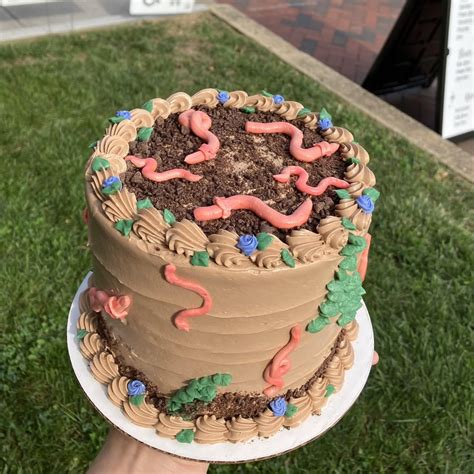 [OC] Mocha dirt cake with buttercream worms! Great for a little hobbit ...