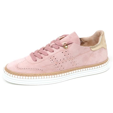 F2490 sneaker donna pink HOGAN R260 scarpe H forata perforated suede ...