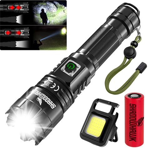 Shadowhawk Flashlight Led Rechargeable Super Bright Torch Light 15000 ...
