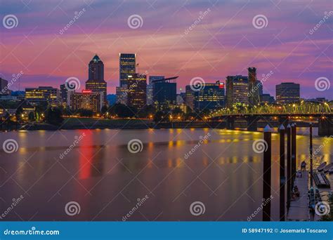 Sunset in Portland Oregon stock photo. Image of travel - 58947192
