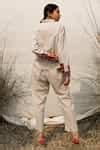 Buy White Spread Collar Handwoven Cotton Pant Set For Women by Oushk By ...