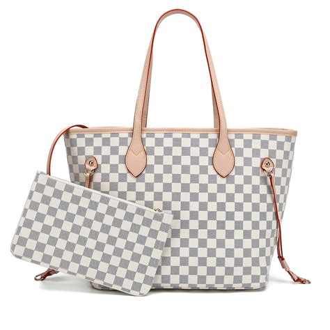 BUTIED Checkered Vegan Leather Tote Bag for Women - White India | Ubuy