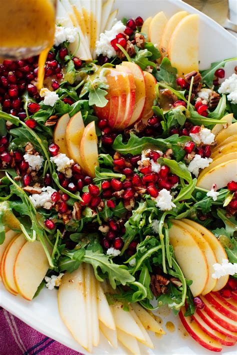Pomegranate & Pear Green Salad with Ginger Dressing - Cookie and Kate