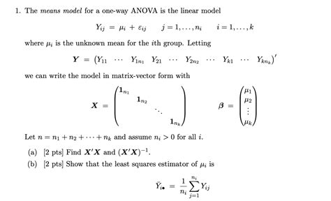 Image result for One Way Anova Model