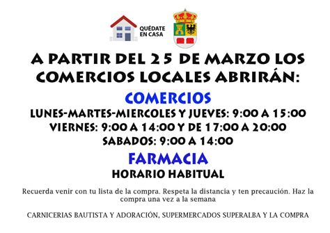 AVISO IMPORTANTE. MODIFICACIÓN DE HORARIOS DE ESTABLECIMIENTOS.