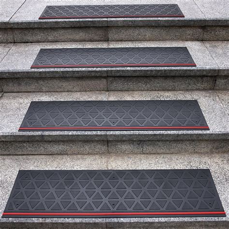 Spurtar Rubber Stair Treads 35" x 10", 5 PCS Non-Slip Outdoor Stair ...