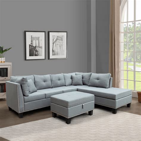 #U380 Sectional Light Grey - Curley's Furniture Store - Des Moines, Iowa