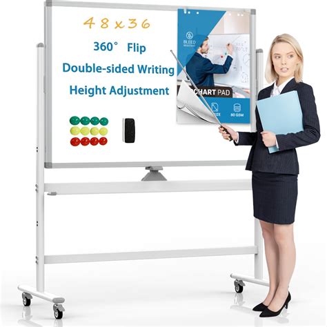 SUODUN Mobile Whiteboard,Rolling Magnetic Whiteboard 48 x 36 Inches ...