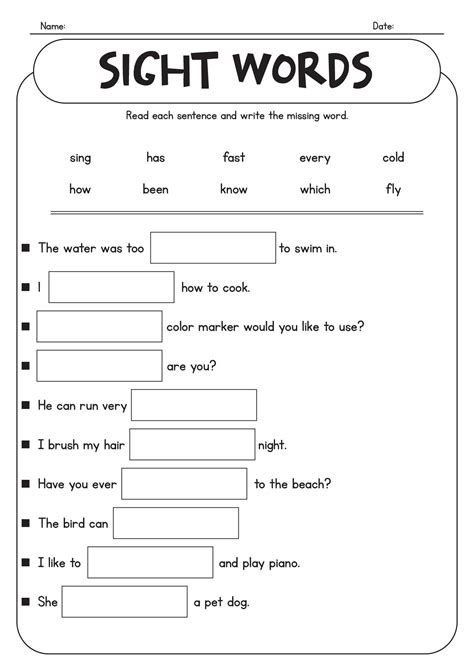 15 First Grade Sight Word Practice Worksheets in 2025 | First grade sight words, Word practice ...