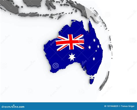 Map of Australia with flag stock illustration. Illustration of concept - 101944829