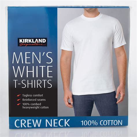 Kirkland Signature Men's Cotton Crew Neck White T-Shirt,