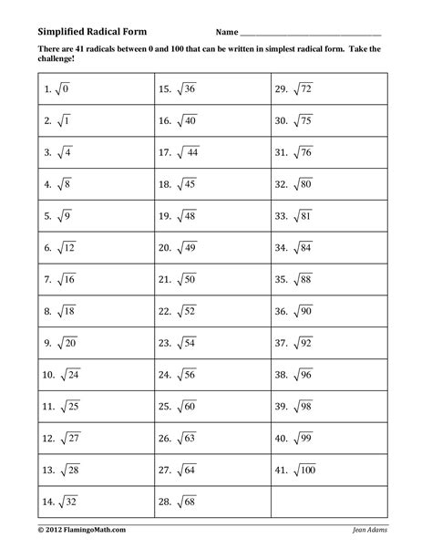 Simplified Radical Form - High School Math Help Pages 1-3 - Flip ...