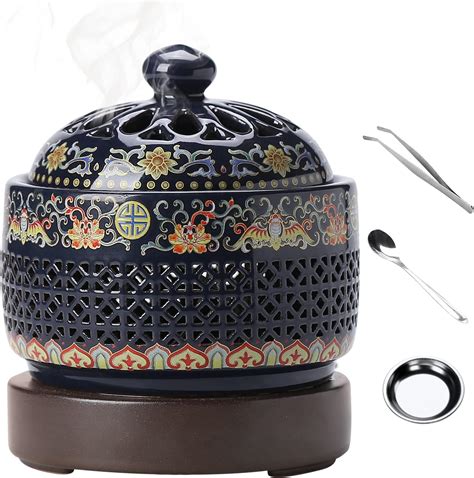 Amazon.com: Enamel Ceramic LED Electric Incense Burner Built-in LED ...