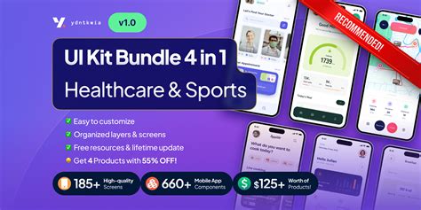 UI kit Bundle 4 in 1 - Healthcare & Sports App UI Kits | Figma
