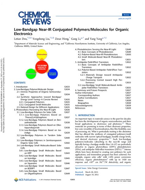Low bandgaps for organic electronics - Low-Bandgap Near-IR Conjugated ...