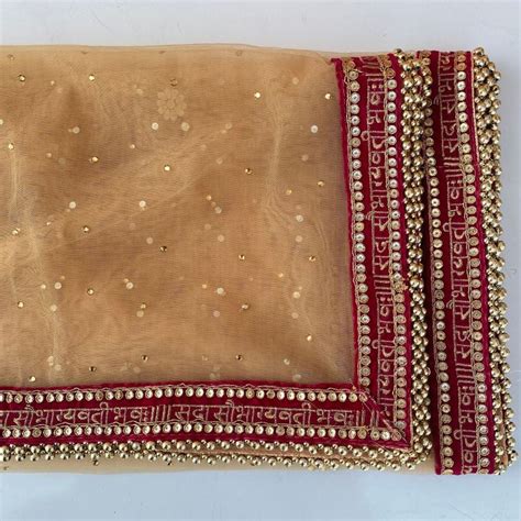 Bridal Gold Red Stone Saubhagyavati Net Dupatta – anokherang