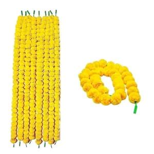 Les Bon Amis 2 Pcs Artificial Marigold Flower Garland 5ft Each | Diwali ...