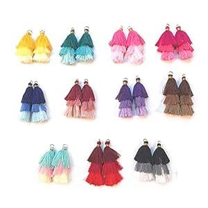 MSCFTFB 22 Pieces 2.4inch 3 Layers Small Tassels Tri-Colors Mala Tassel ...