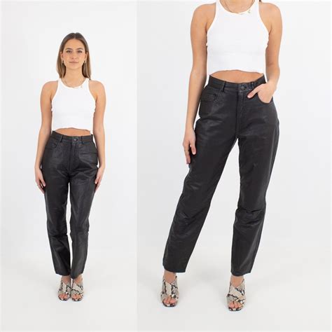 Black Leather Pants | High Waist Rise Leather Trousers | Straight Leg ...