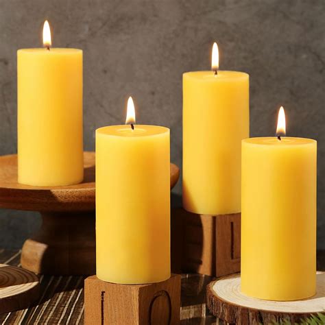 Natural Beeswax Pillar Candles,140 Hours Long Burning Pure Beeswax ...