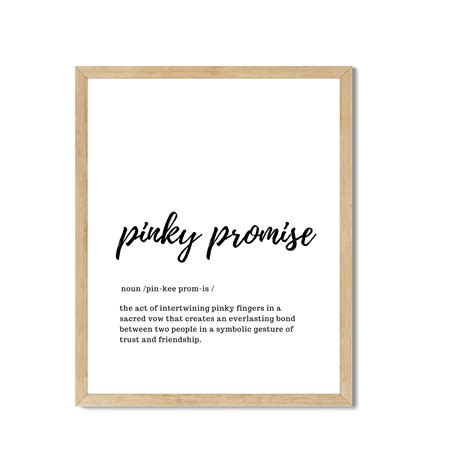 Pinky Promise Definition Print Printable Wall Art Pinky Promise Quote ...