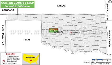 Custer County Map, Oklahoma