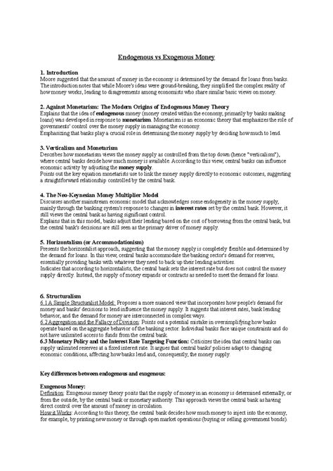 Endogenous vs Exogenous Money - Q2 - Endogenous vs Exogenous Money 1. Introduction Moore ...