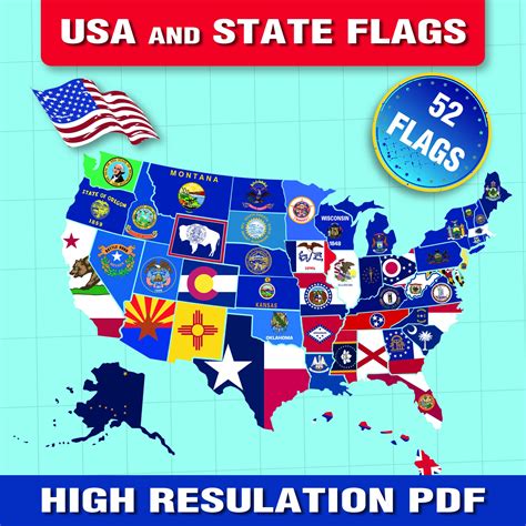 All USA 50 State Flags + Territories + US Flag. Mega Bundle Excellent ...