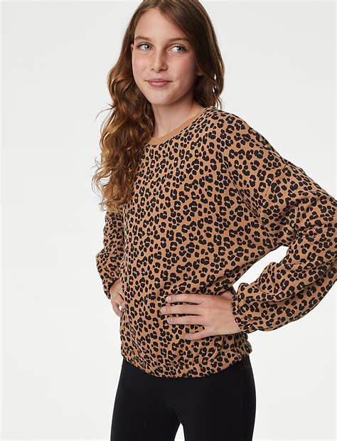 Buy Cotton Rich Leopard Print Sweatshirt (6-16 Yrs) at Marks & Spencer