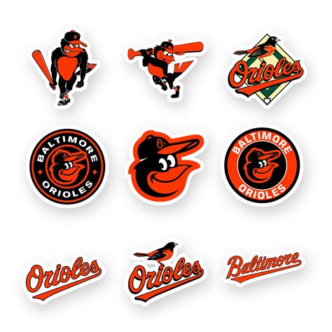 Baltimore Orioles MLB Team Logo Decal Set of 9 by 2 inches V | Inspire ...