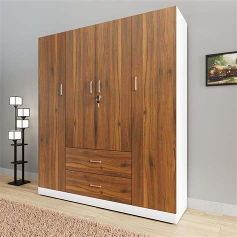 VIKI Wardrobe | Wooden Almirah for Clothes,Door for Bedroom, 4 Door ...