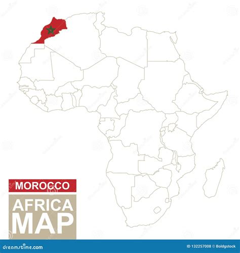 Africa Contoured Map with Highlighted Morocco Stock Vector - Illustration of chad, country ...
