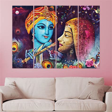 Inephos Radha Krishna Divine Love Multiple Frames Wall Paintings - 33 X ...