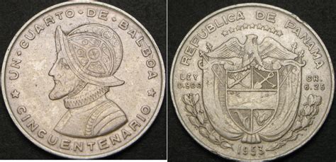 Moneda 1/4 Balboa Panamá Plata Vasco Núñez de Balboa (1475 – 1519 ...