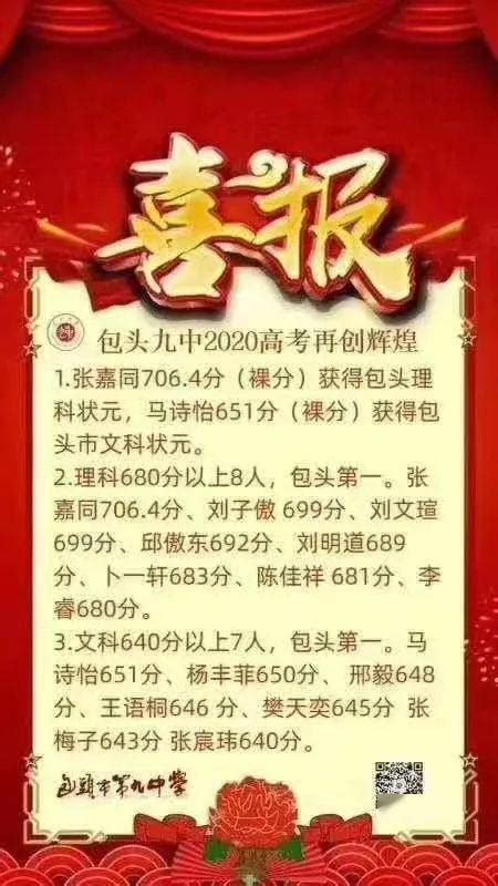 【重磅】优秀！包头各学校的高考喜报汇总来啦！（附含内蒙古2020年高考分数线出炉）_本科