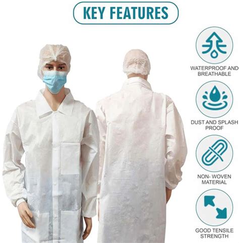 C-Cure Disposable Non woven Lab Coat/ Visitor Apron for Hygiene Care ...