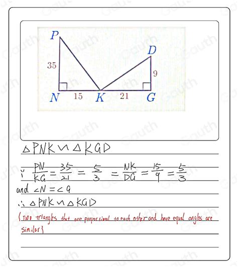 Solved: Are the two triangles below similar? If so, write a similarity ...