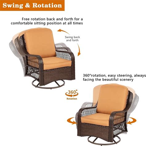 Buy TITIMO 3-Piece Outdoor Bistro Furniture Set,360-Degree Swivel ...