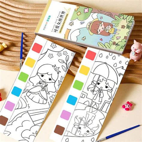 1 Peça Livro de colorir de aquarela para crianças, livro de desenho e ...