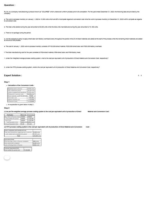 Image result for Process Costing Sample Problem