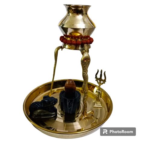SHIVDEV CRAFT Original narmadeshwar shivling with Stone jalheri Brass ...