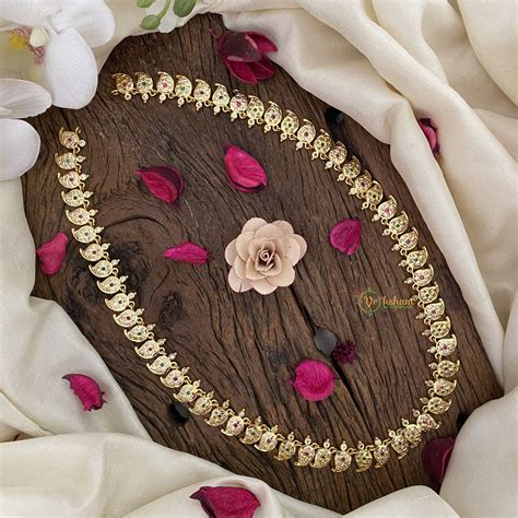 Vriksham Premium Maanga AD Stone Long Neckpiece-Red Green-G17121 ...