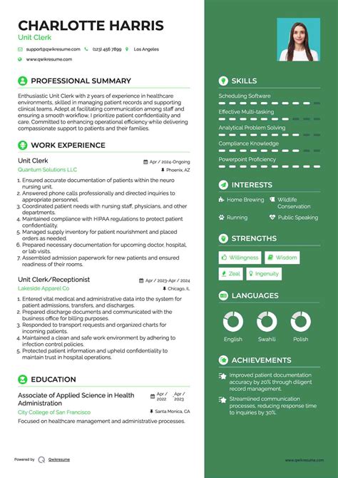 Hospital Unit Clerk Resume - ufmhkjohn