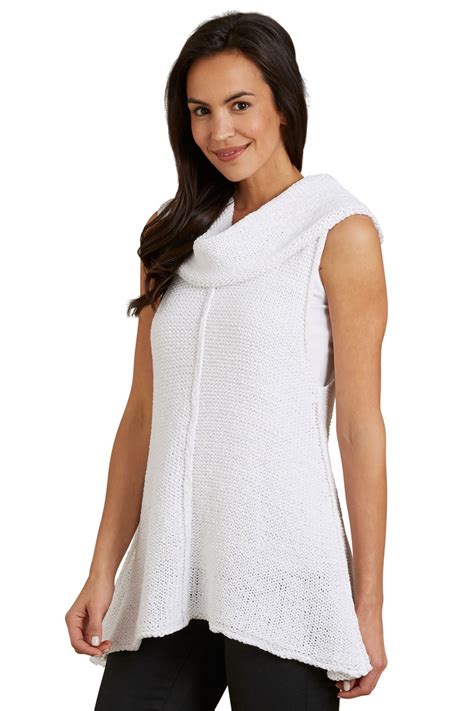Pure HANDKNIT Paris Sleeveless Fair Trade Turtleneck (L/XL, White ...