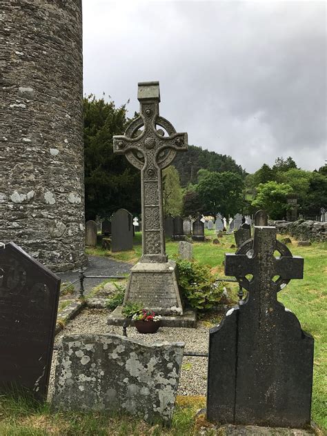Touching God in a Celtic Cross. The Glendalough Cathedral, Monastery ...