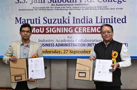 Maruti Suzuki signs MoU with Jaipur College to offer training in ...